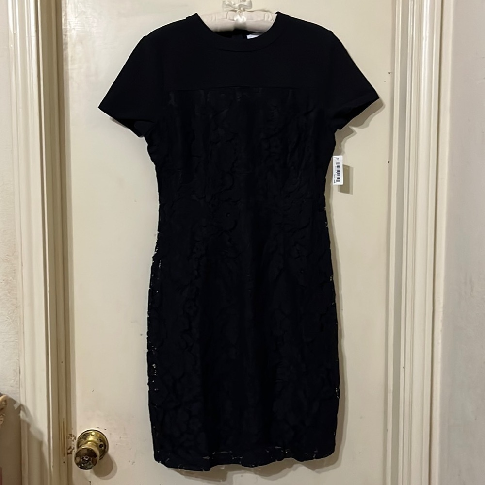 Lark & Ro size 4 black midi lace dress NWT